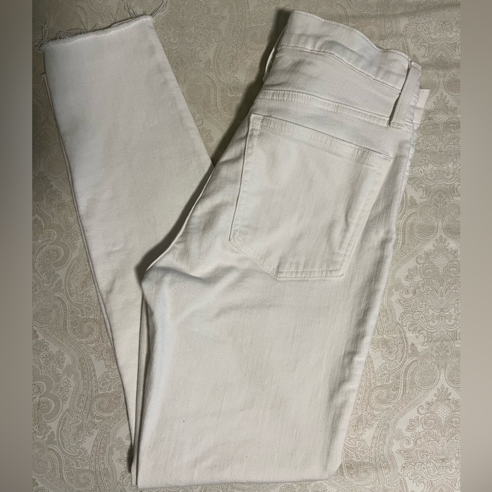 J.Crew white toothpick jeans 10” high rise 27– raw hem. NWOT